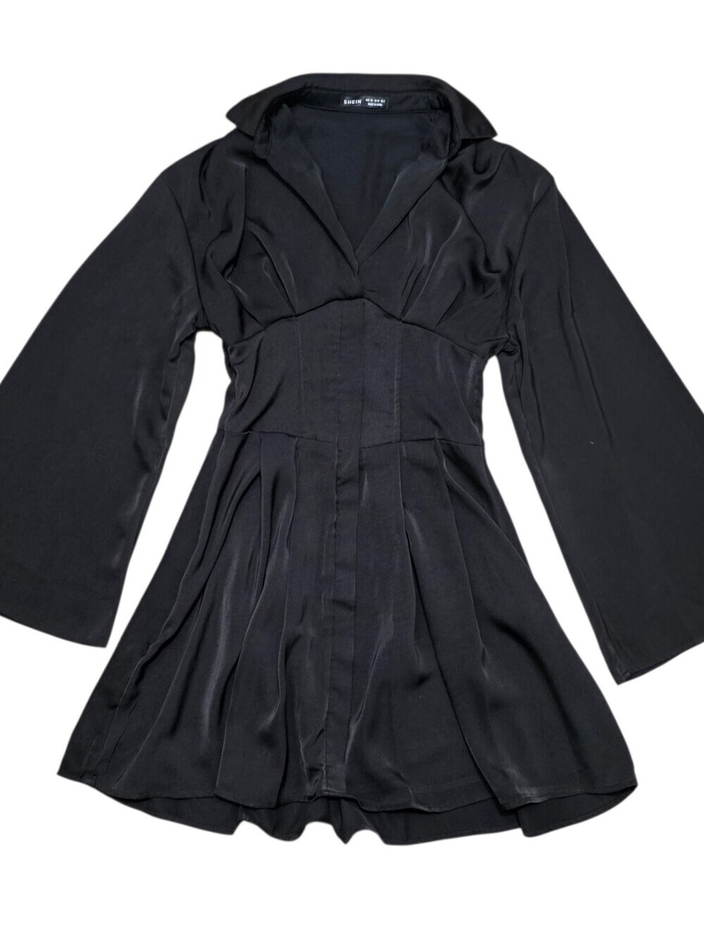 Shein collared open butterfly sleeve corset dress